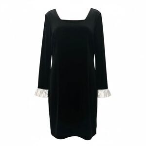 Vintage Laura Ashley Long Sleeve With White Cuffs Velvet Dress Women's 10US
